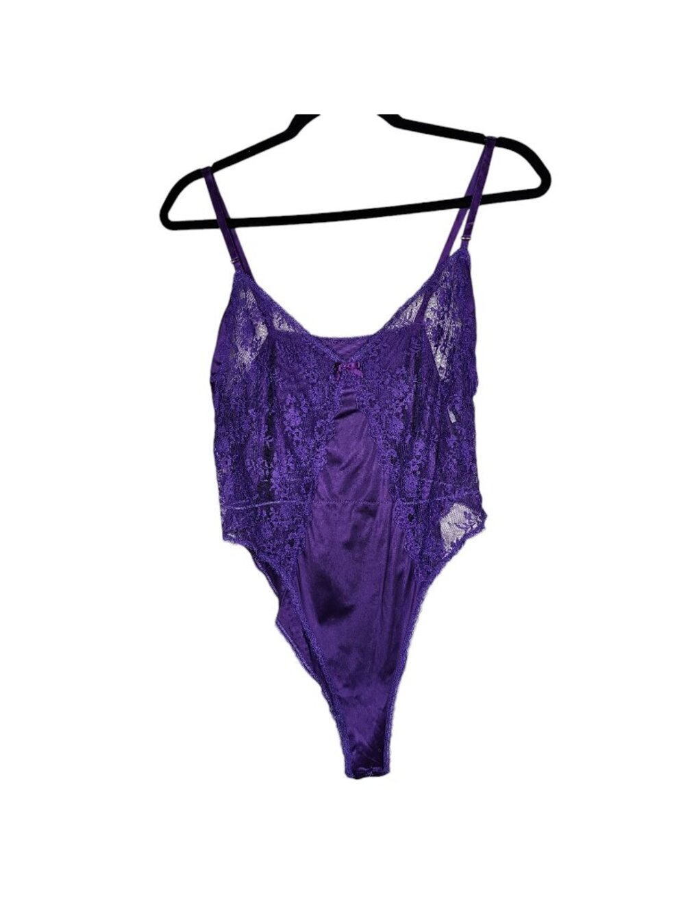 Kayser Vintage Size 34 Purple Nylon Bodysuit Sexy Lingerie  High Cut Sheer Lace